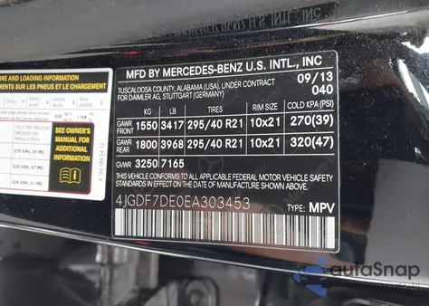 2014 Mercedes-Benz Gl-Class Gl 550 z USA, uszkodzony, nr VIN 4JGDF7DE0EA303453